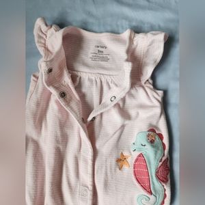 Carter's Seahorse bubble with bows and ruffles
